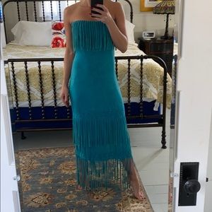 Turquoise Fringe Maxi Dress